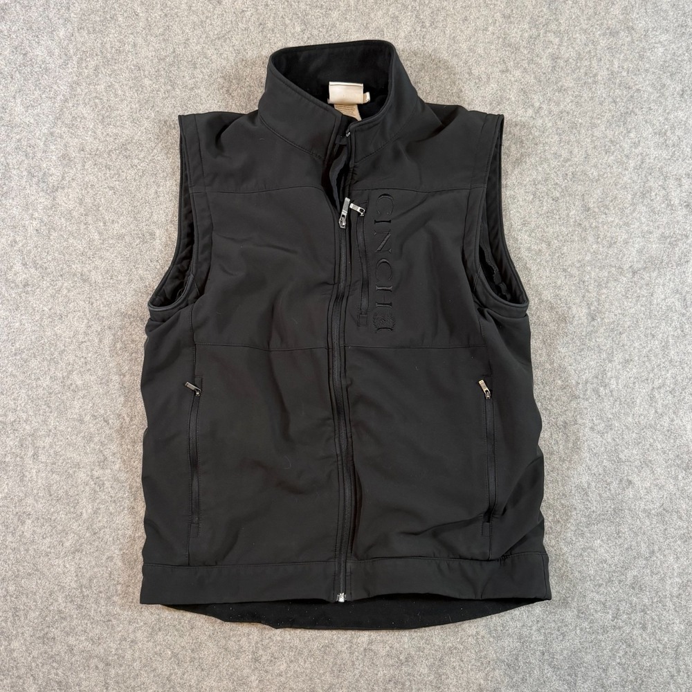 Cinch Black Bonded Logo Concealed Carry Pocket Softshell Vest Men's Size Medium